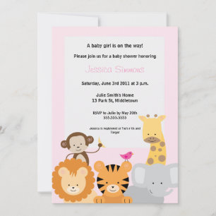 Safari Jungle Baby Shower - Girl Invitation