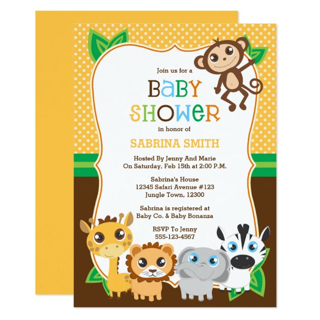 Safari Jungle Baby Shower Invitation