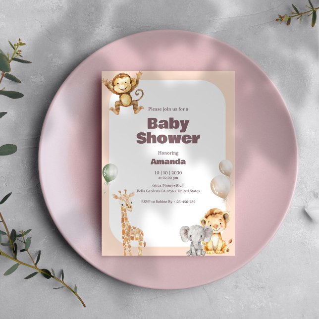 Safari Jungle Baby Shower Invitation (Creator Uploaded)
