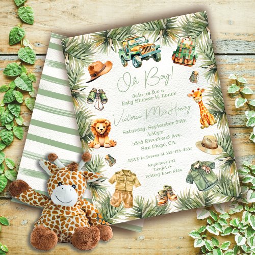 Safari Jungle Baby Shower  Invitation