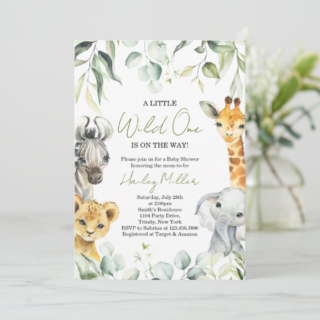 Safari Jungle Baby Shower Invitation (Standing Front)