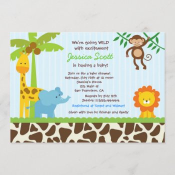 Safari Jungle Baby Shower Invitations by Petit_Prints at Zazzle