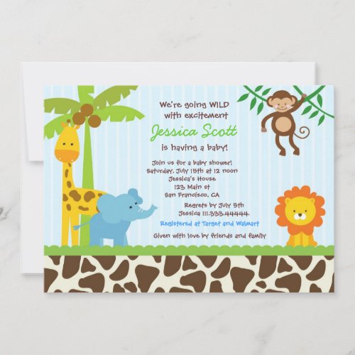 Safari Jungle Baby Shower Invitations