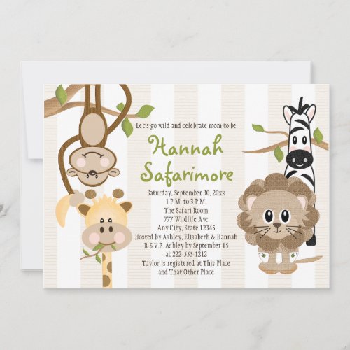 Safari Jungle Baby Shower Invitations