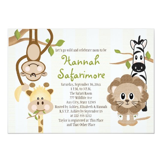 Safari Jungle Baby Shower Invitations