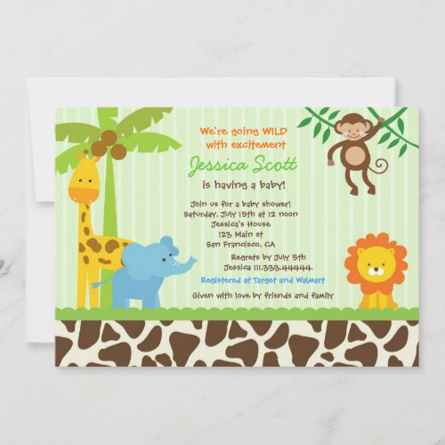 Safari Jungle Baby Shower Invitations