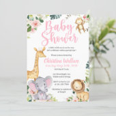 Safari Jungle Baby Shower Invitations for Girls (Standing Front)