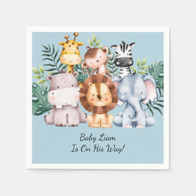 safari jungle baby shower napkins (Front)