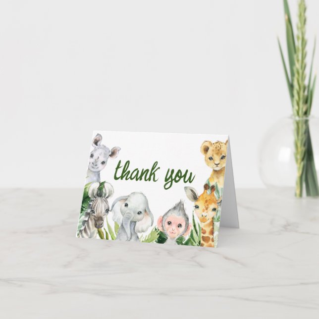 Safari Jungle Baby Shower Thank You Card (Front)