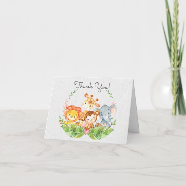 Safari Jungle Baby Shower Thank You Note Card (Front)