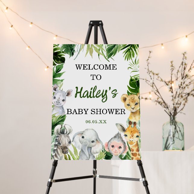 Safari Jungle Baby Shower Welcome Sign (In Situ (Stand))