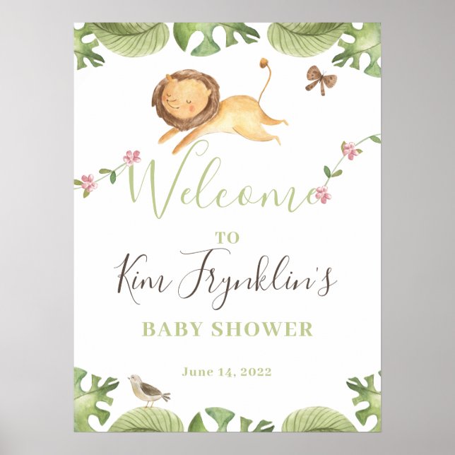 Safari Jungle Baby Shower Welcome Sign (Front)