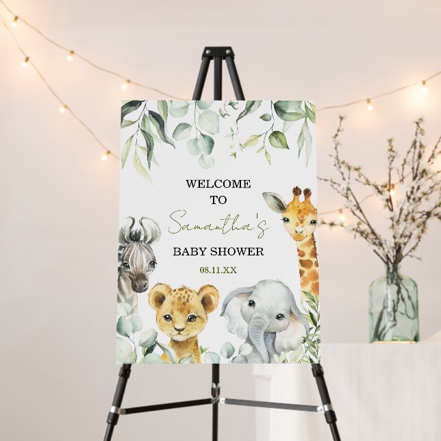 Safari Jungle Baby Shower Welcome Sign (In Situ (Stand))