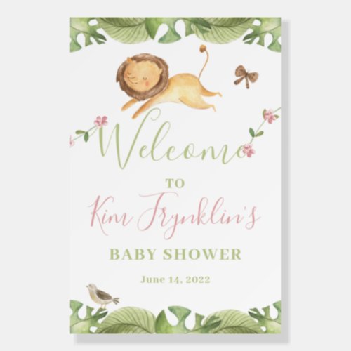 Safari Jungle Baby Shower Welcome Sign for Girls