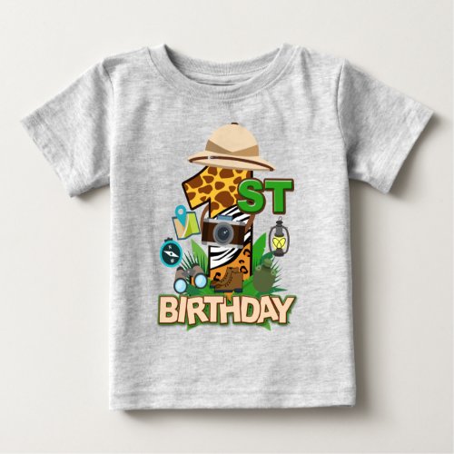 Safari Jungle Birthday First Birthday Boy Baby T_Shirt