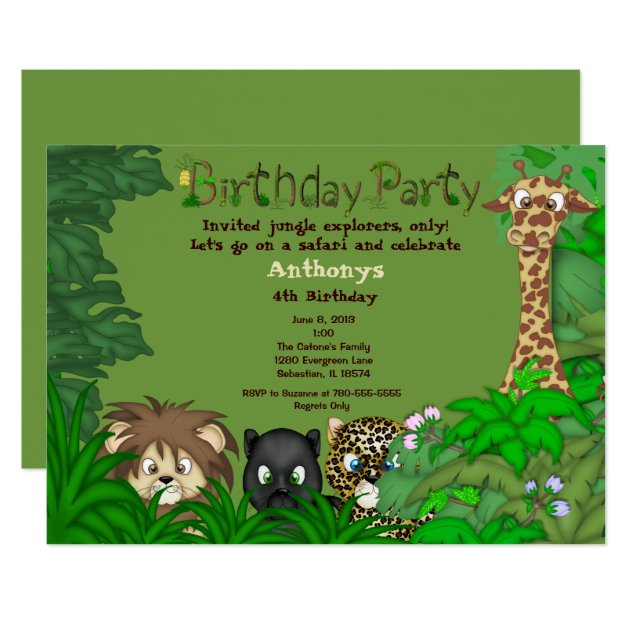 Safari Jungle Birthday Invitation