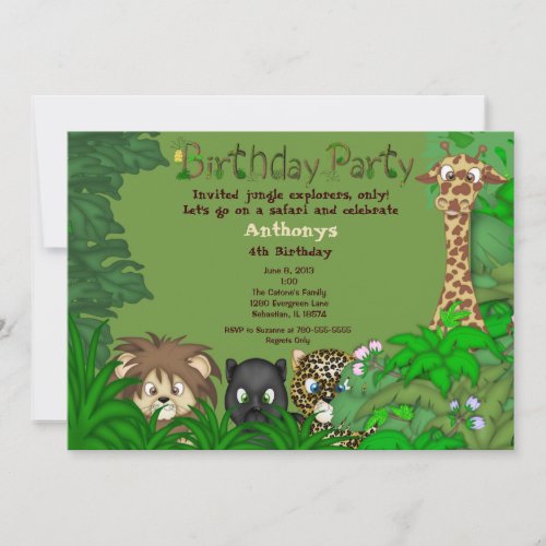 Safari Jungle Birthday Invitation