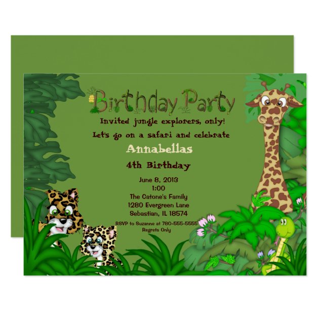 Safari Jungle Birthday Invitation