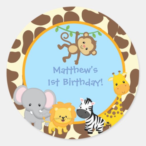 Safari Jungle Birthday Party Favor Tags Stickers