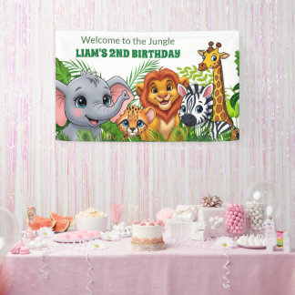 Safari Jungle Birthday Welcome Banner
