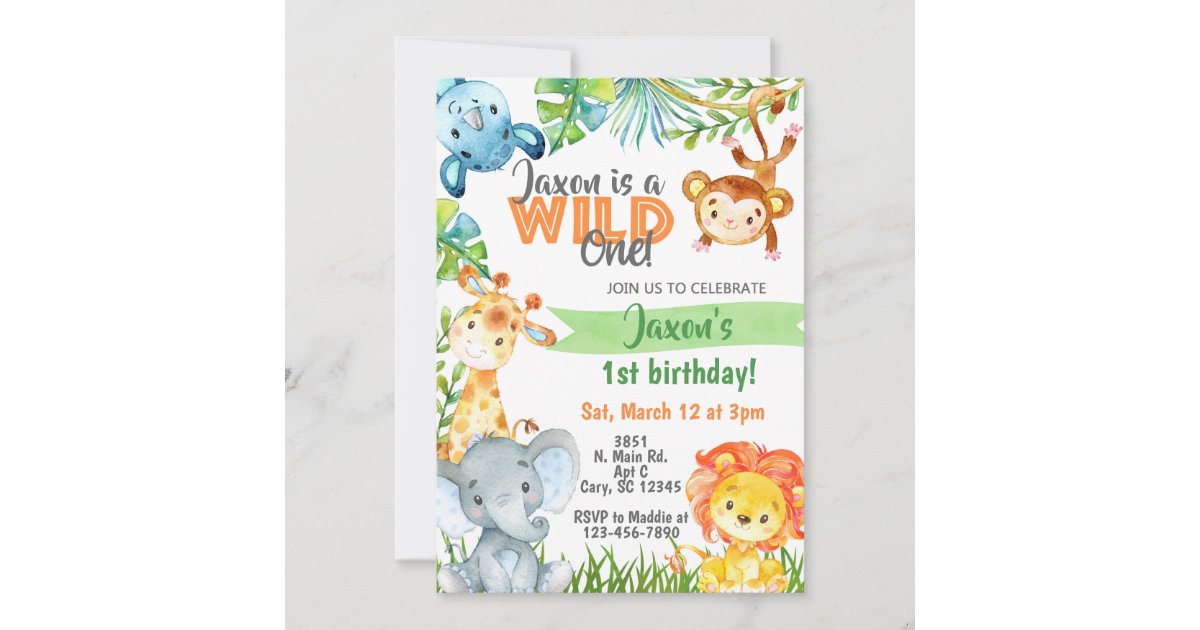 Safari Jungle boy 1st birthday invitation. Invitation | Zazzle