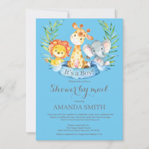 Safari Jungle Boy Baby Shower by Mail Invitation