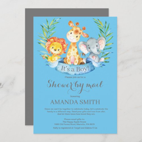 Safari Jungle Boy Baby Shower by Mail Invitation