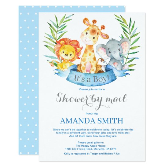 Safari Jungle Boy Baby Shower by Mail Invitation