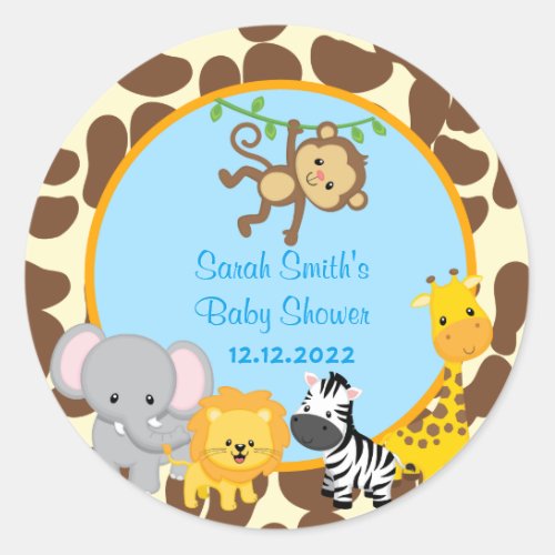 Safari Jungle Boy Baby Shower Favor Tags Stickers