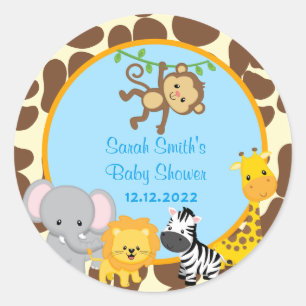 Safari Jungle Boy Baby Shower Favor Tags Stickers
