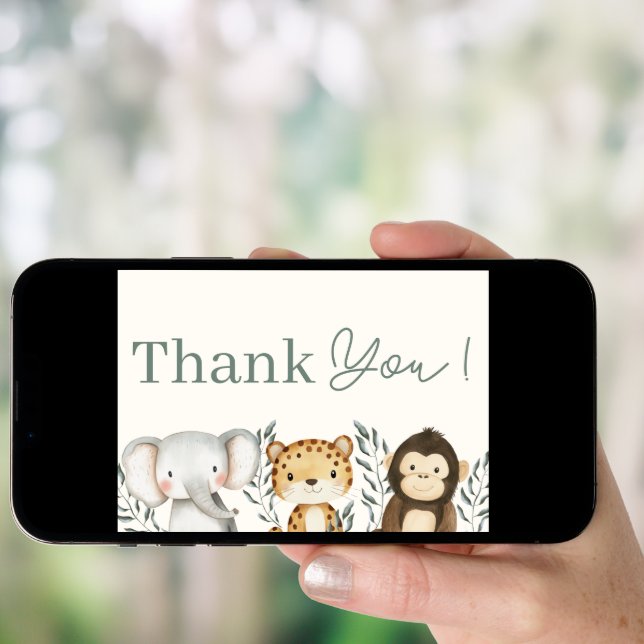 Safari Jungle Boy Baby Shower Thank You Card (Front Digital)