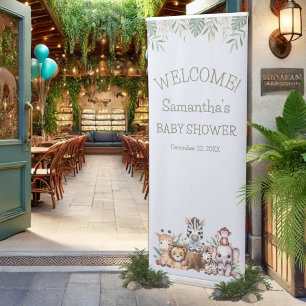 Safari Jungle Boy Baby Shower Welcome Retractable Banner