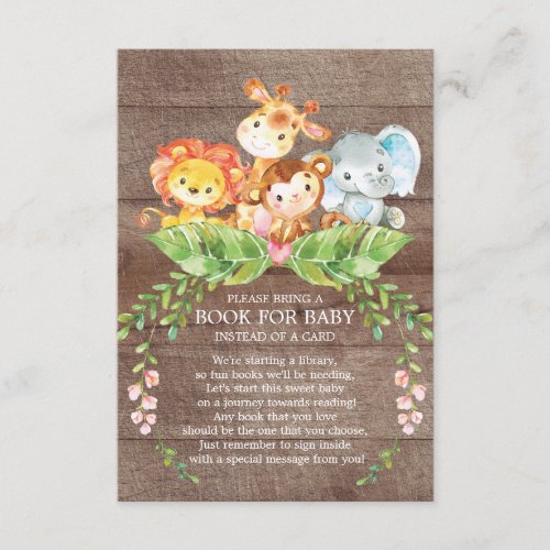 Safari Jungle Boys Baby Shower Book for Baby Enclosure Card