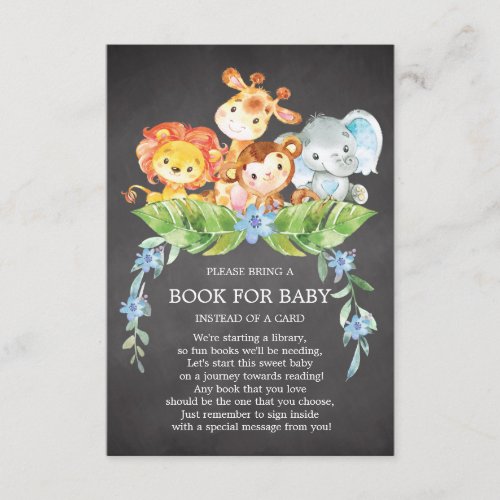 Safari Jungle Boys Baby Shower Book for Baby Enclosure Card