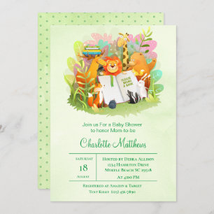 Safari Jungle Bring A Book Baby Shower Invitation
