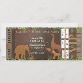 Safari Jungle Brown Animals Birthday Party Ticket Invitation (Front)