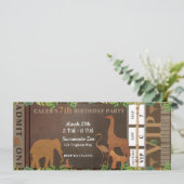Safari Jungle Brown Animals Birthday Party Ticket Invitation (Standing Front)