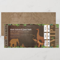 Safari Jungle Brown Animals Wedding Ticket