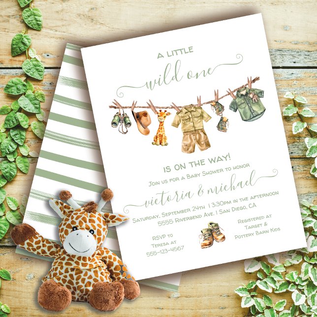 Safari Jungle Camping Baby Shower Clothesline Invitation (Matching item on this!)