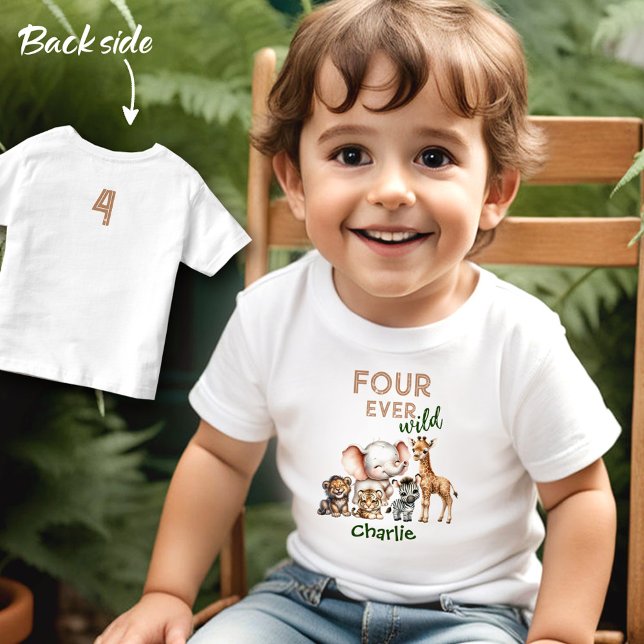 Safari Jungle Cute Animals Wild 4th Birthday Toddler T-shirt (Safari Jungle Cute Animals Wild 4th Birthday Toddler T-shirt)