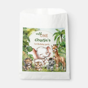 Safari Jungle Cute Animals Wild One 1st Birthday Favor Bag