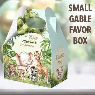 Safari Jungle Cute Animals Wild One 1st Birthday Favor Boxes