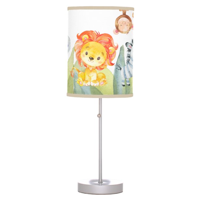 Safari Jungle Cute Baby Boy Nursery Table Lamp (Front)
