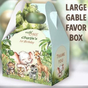 Safari Jungle Cute Wild One 1st Birthday Large Favor Boxes