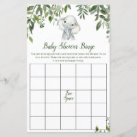 Safari Jungle Elephant Baby Shower Game PRINTED