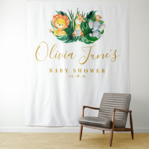 Safari Jungle Elephant Lion Baby Shower Backdrop