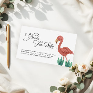 Safari Jungle Flamingo Baby Shower Books Request Enclosure Card