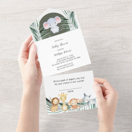 Safari Jungle Friends Theme All In One Invitation