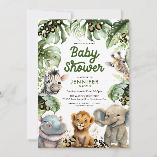 Safari Jungle Gender Neutral Baby Shower  Invitation