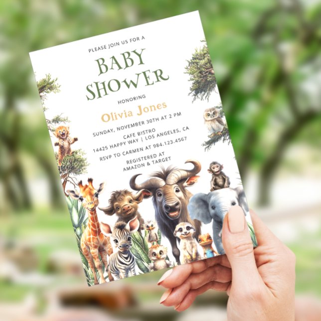 Safari Jungle Gender Neutral Baby Shower Invitation (Creator Uploaded)